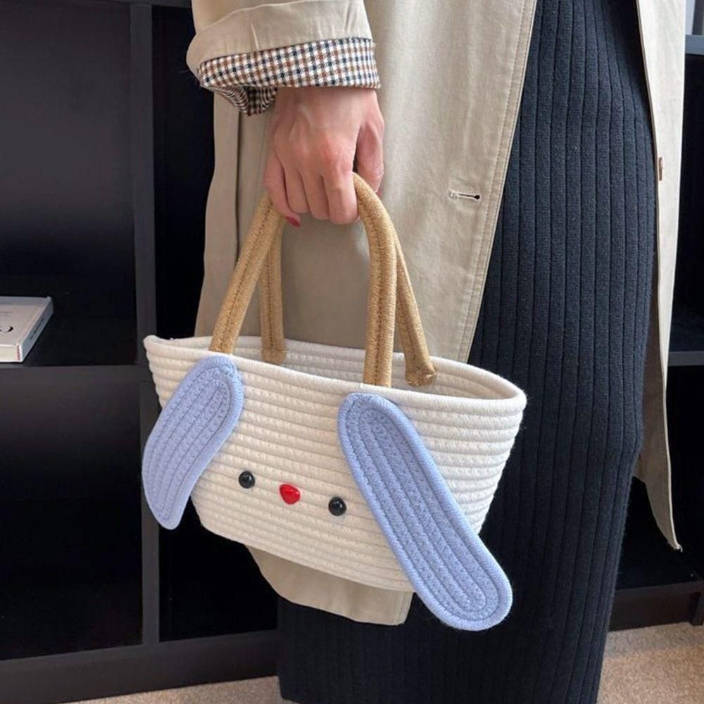 Cute Cartoon Bag Shopper Woven Casual Handbag