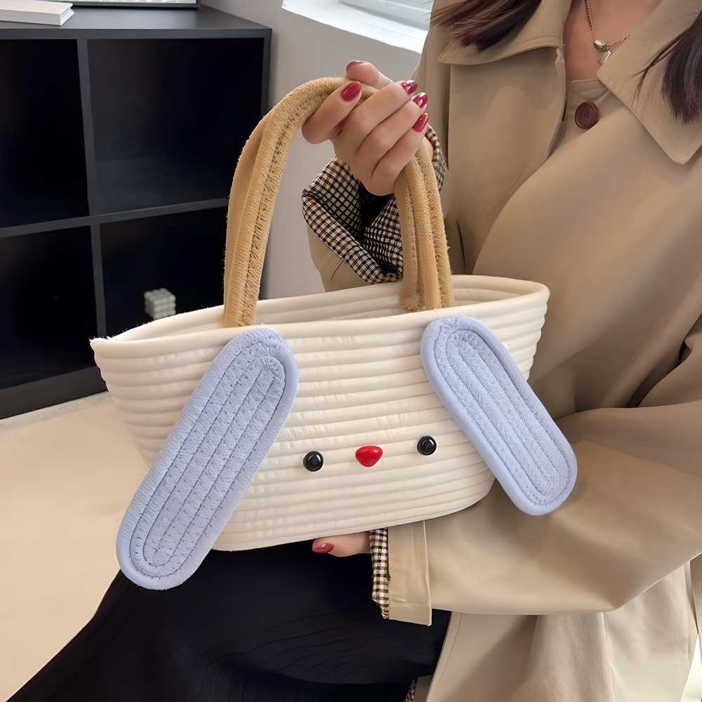 Cute Cartoon Bag Shopper Woven Casual Handbag